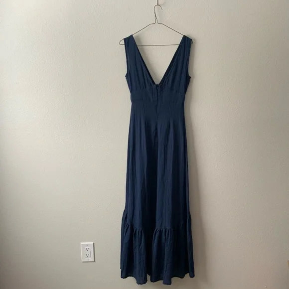 Lulus | Simpatico Navy Blue Maxi Dress button front - Picture 7 of 8